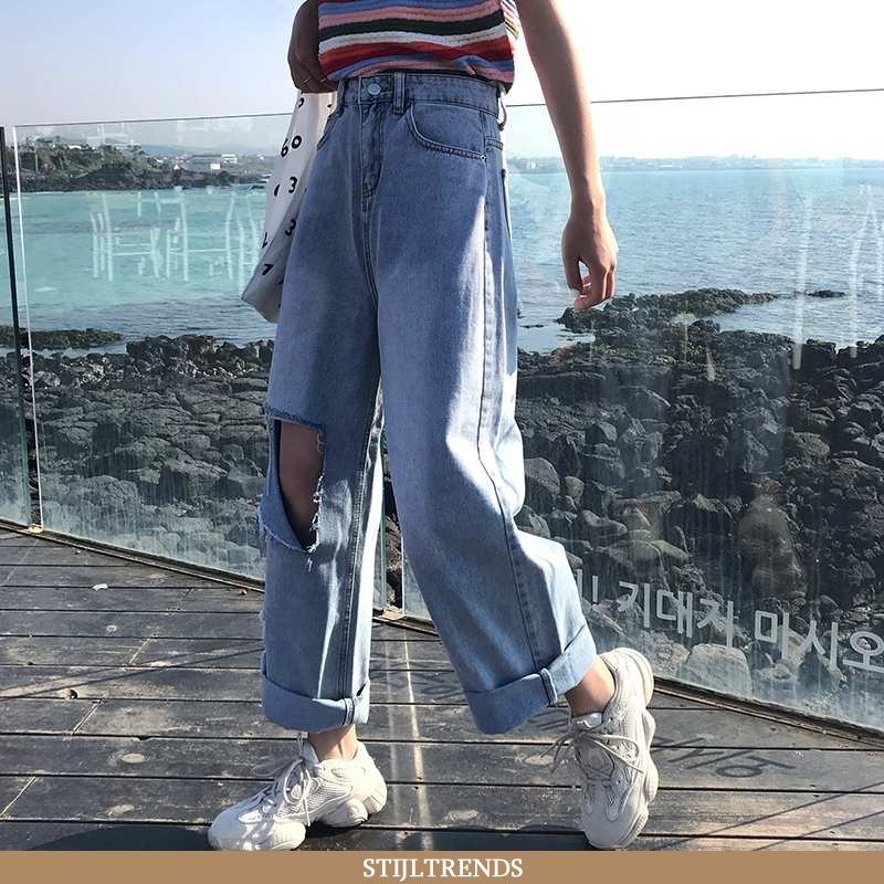 Jeans Dames Spijkerbroek Jeans Gestreepte Regenboog