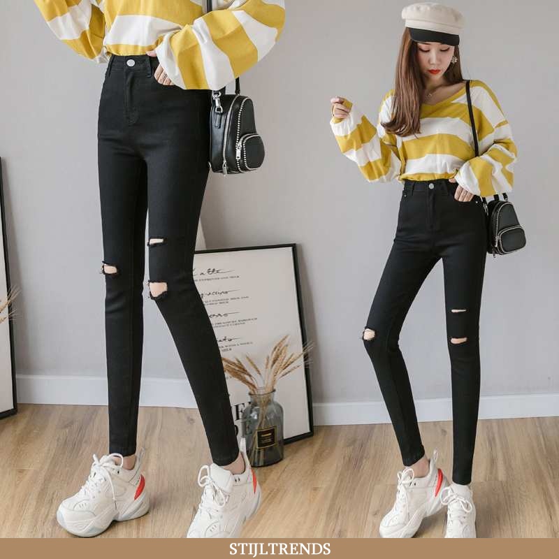 Jeans Dames Spijkerbroek Jeans Hoge Taille Zwart