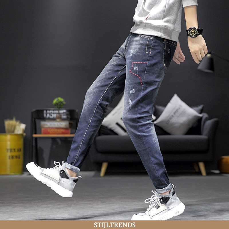 Jeans Heren Broek Denim Donkerblauw