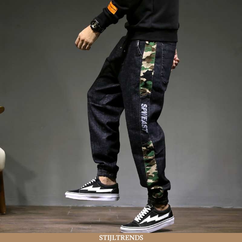 Jeans Heren Broek Katoenen Herfst Zwart