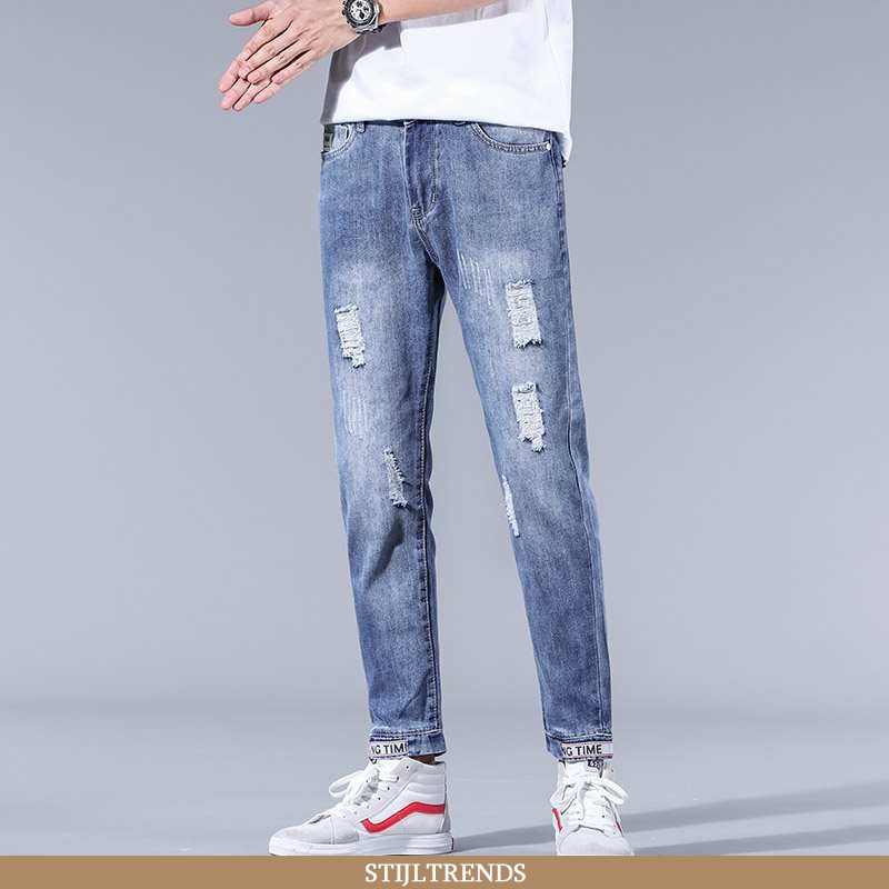 Jeans Heren Spijkerbroek Jeans Denim Met Gaten Mini