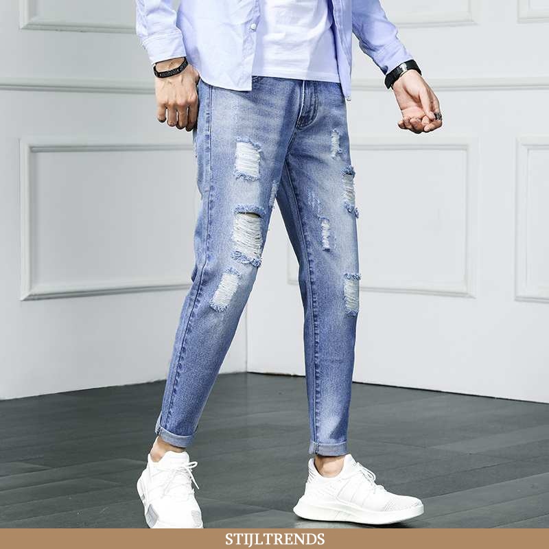 Jeans Heren Spijkerbroek Jeans Met Gaten Nieuw