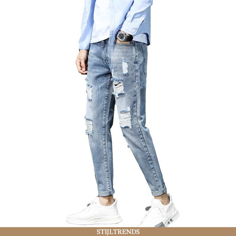 Jeans Heren Spijkerbroek Jeans Zomer Blauw