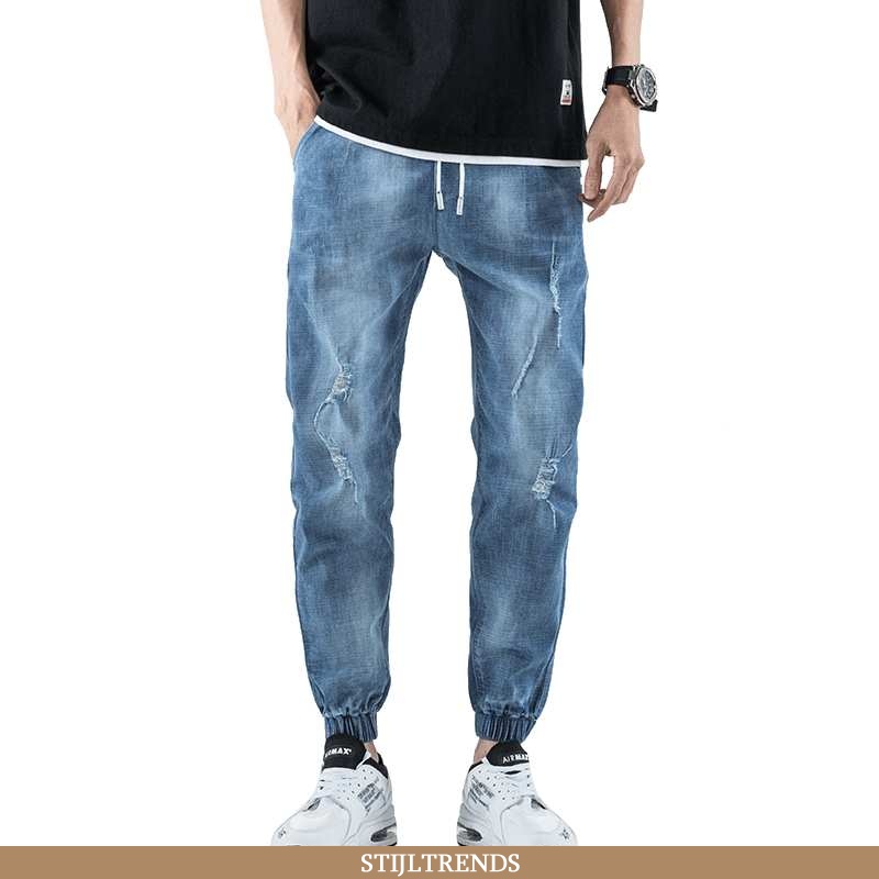 Jeans Heren Zomer Strak Donkerblauwe