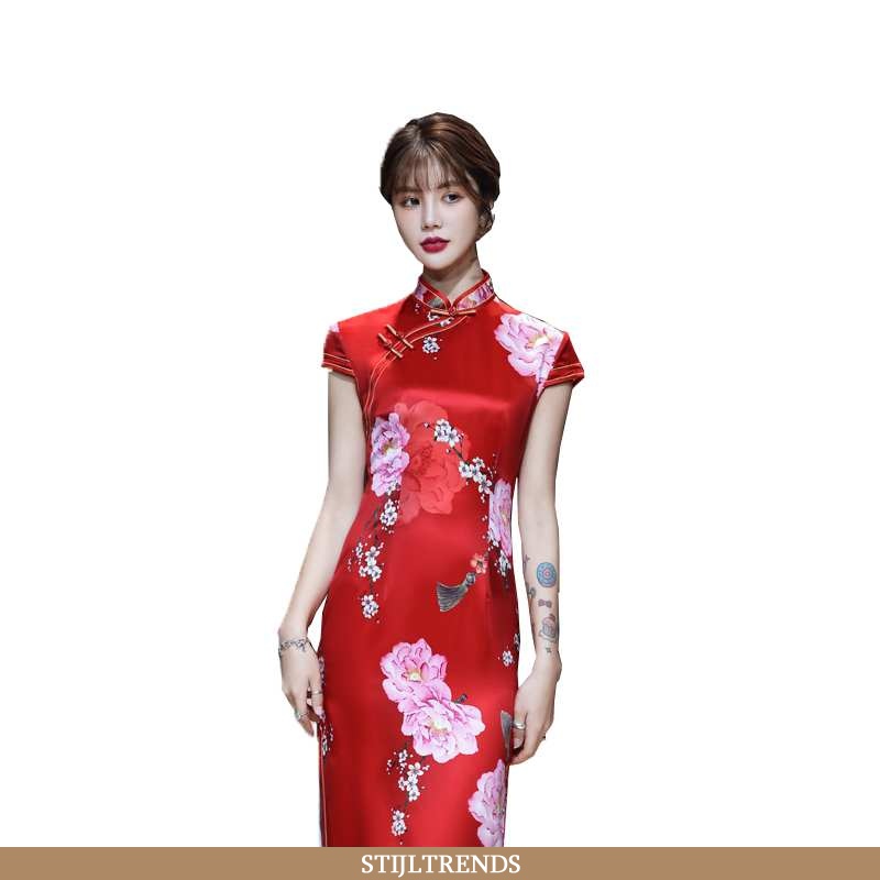 Jurk Dames Cheongsam Slim Fit Gazen