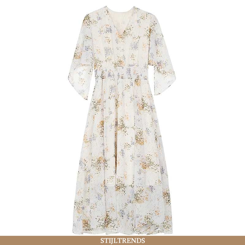 Jurk Dames Chiffon Bloemen Eenvoudige