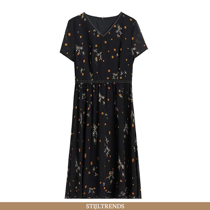 Jurk Dames Chiffon Grote Maten Zwart