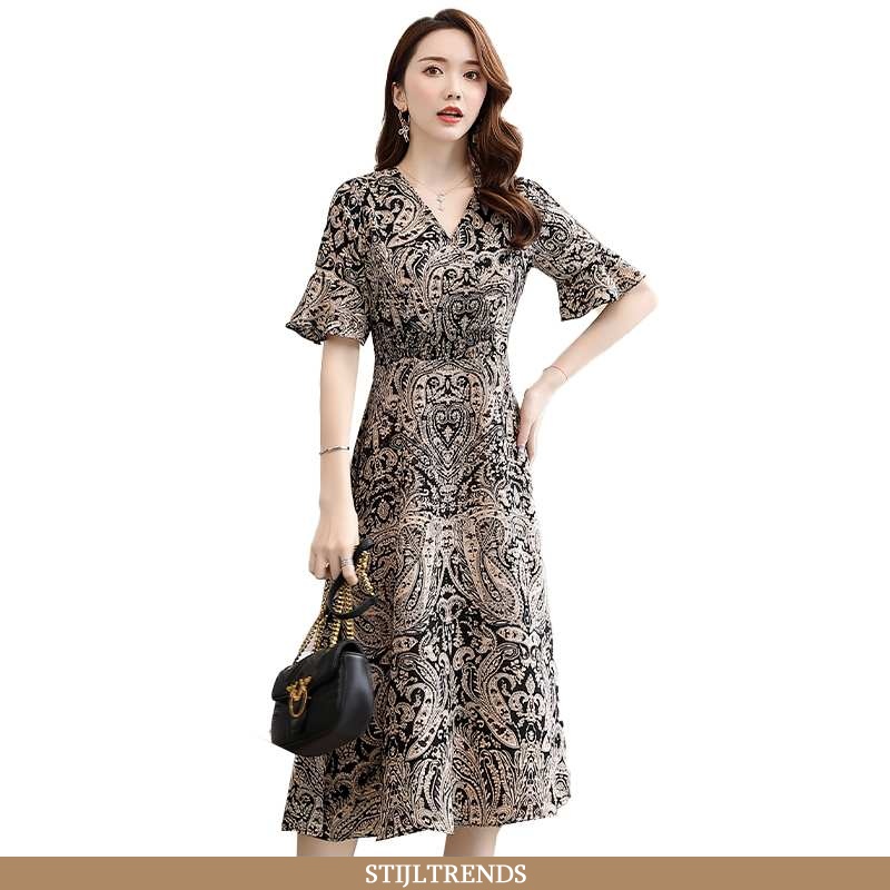 Jurk Dames Chiffon Korte Mouw Vrouwen
