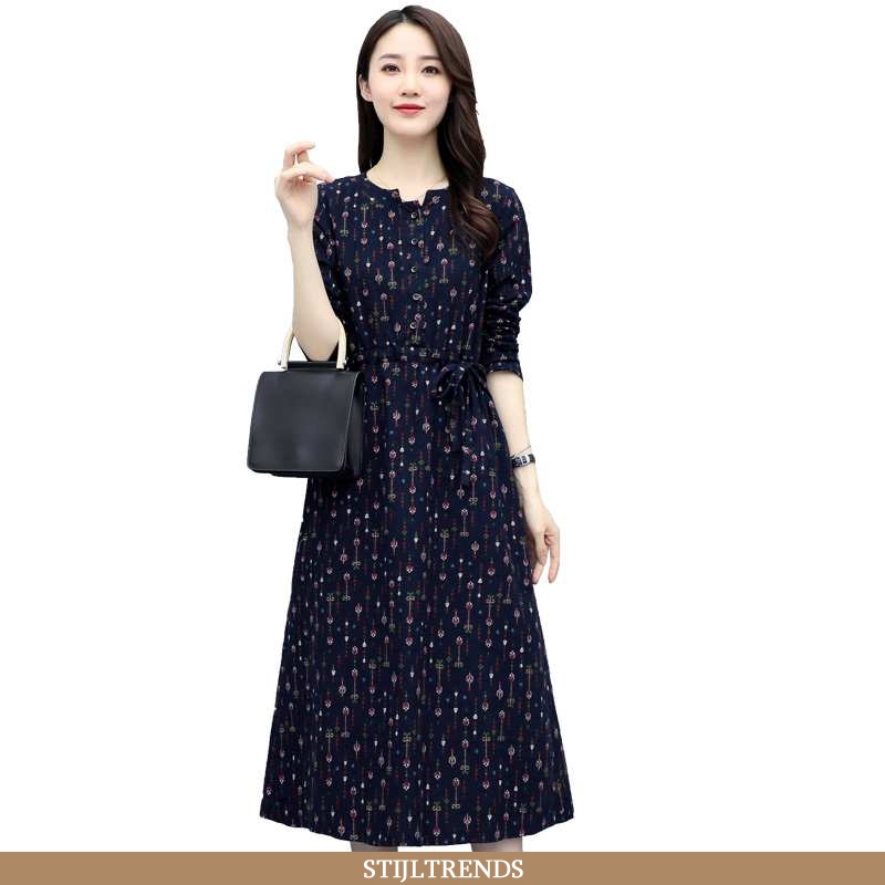 Jurk Dames Elegante Gemiddelde Donkerblauwe