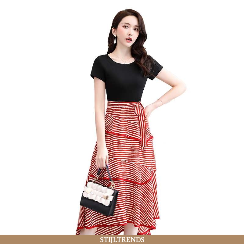 Jurk Dames Hippe Effen Kleur Rood