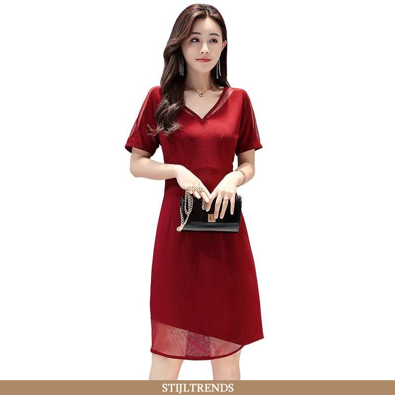 Jurk Dames Hoge Taille Zoet Bordeaux