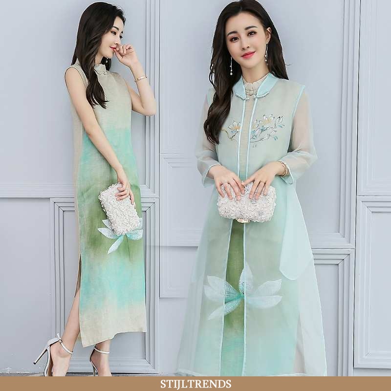 Jurk Dames Lente Elegante Turquoise