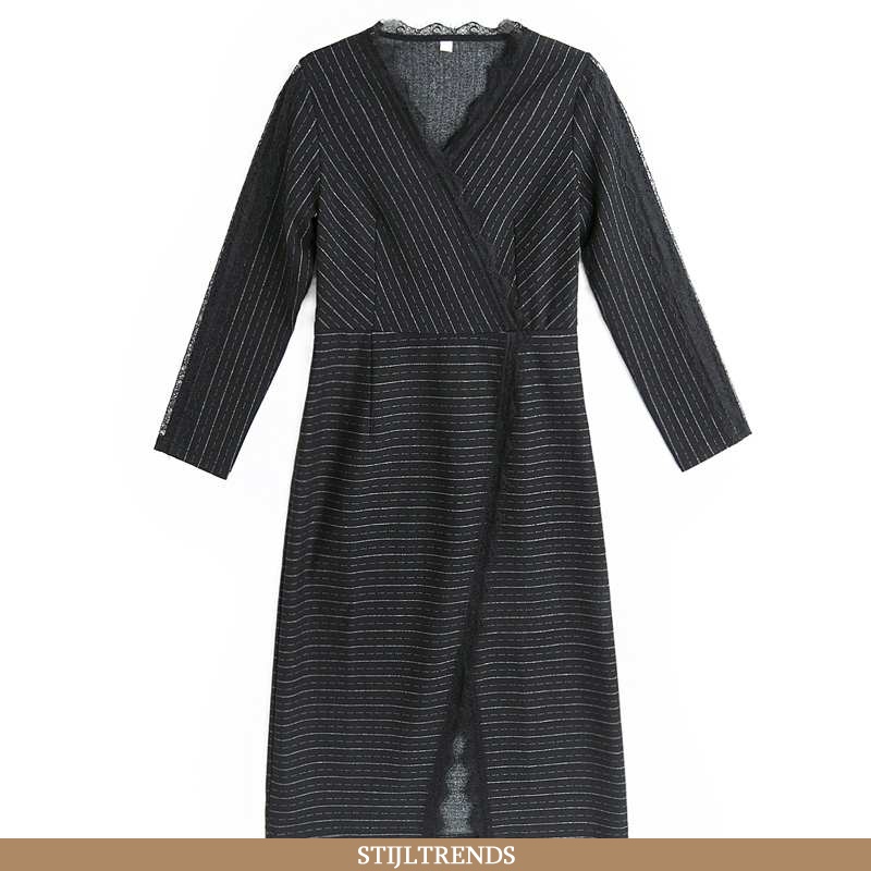Jurk Dames Skinny Eenvoudige Zwarte