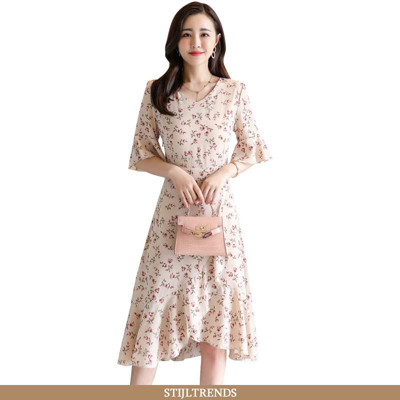Jurk Dames Slim Fit Kleur Beige