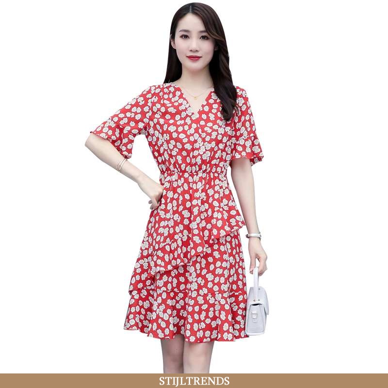Jurk Dames Zomer Kleur Rood