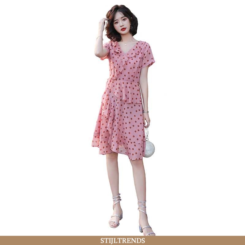 Jurk Dames Zomer Stip Roze