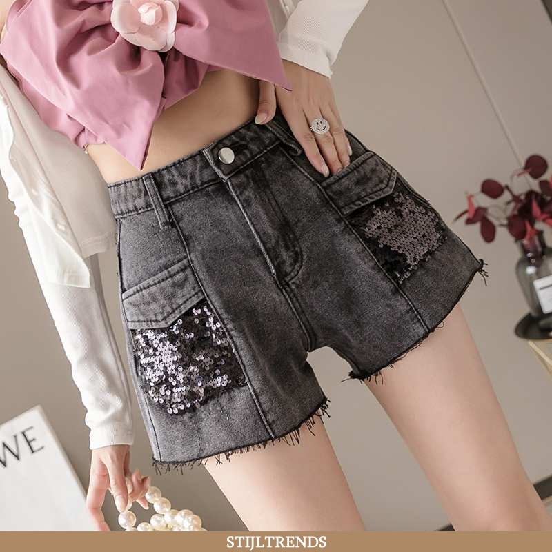 Korte Broek Dames Denim Trendy Grijs
