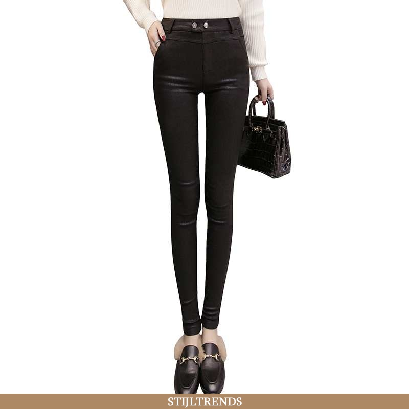 Legging Dames Leggings Suede Winter Zwart