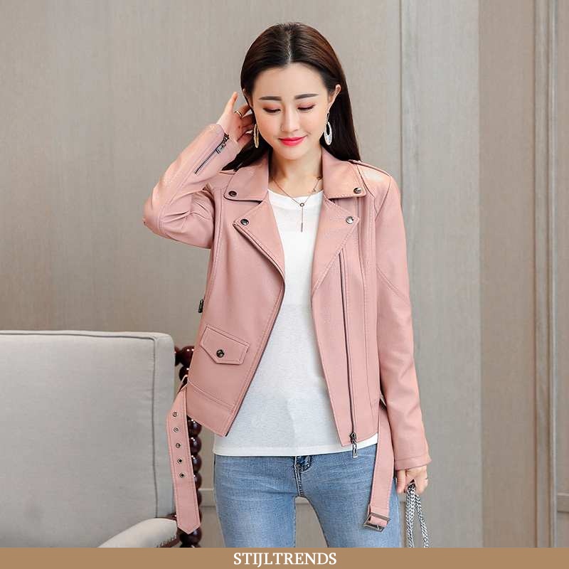 Leren Jas Dames Casual Zak Roze