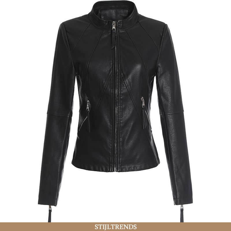 Leren Jas Dames Elegante Zwart Zwarte