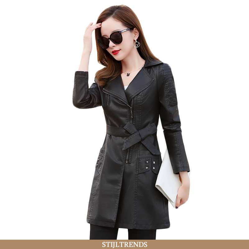 Leren Jas Dames Herfst Elegante Zwarte