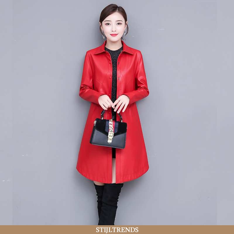 Leren Jas Dames Hippe Rood
