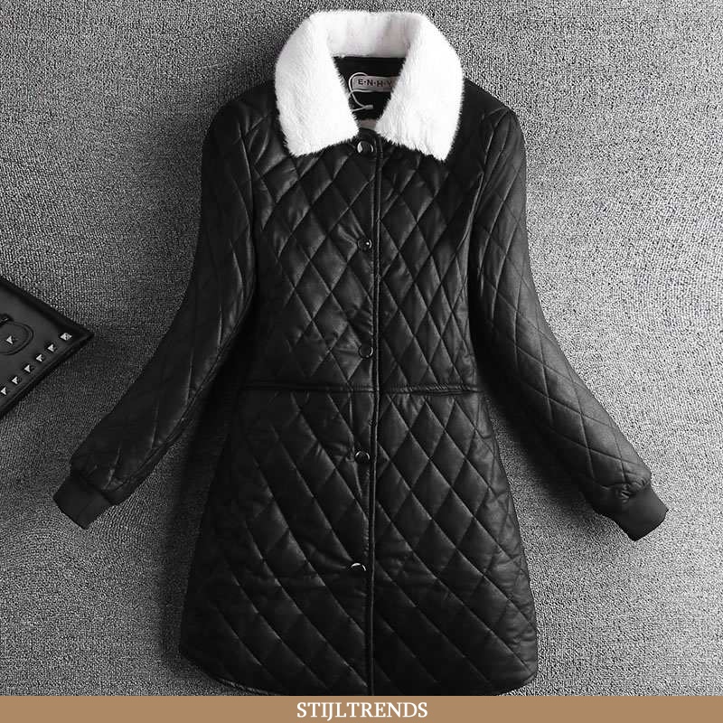 Leren Jas Dames Katoenen Jas Leren Winter Gemiddelde