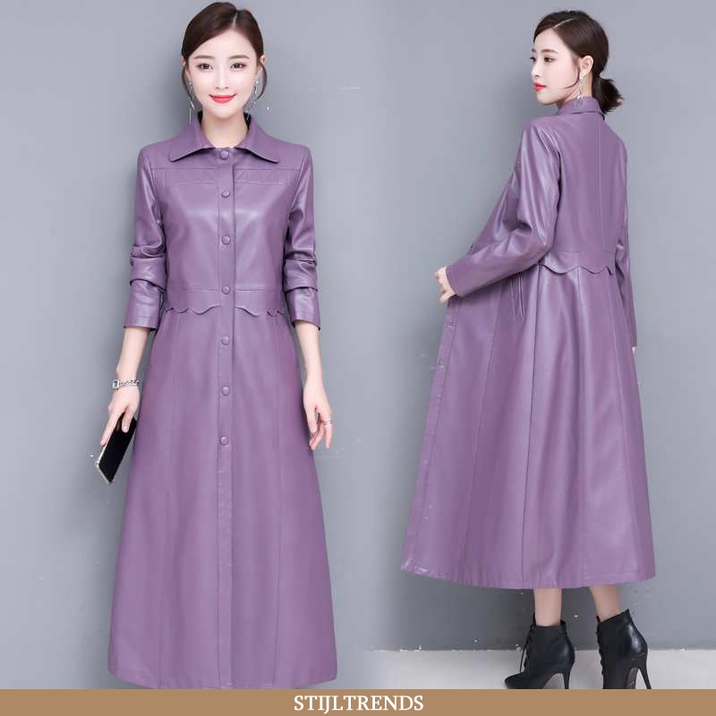 Leren Jas Dames Trendy Gemiddelde Purper