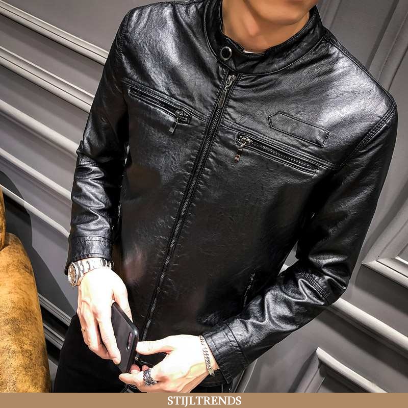 Leren Jas Heren Jack Leren Biker Zwart