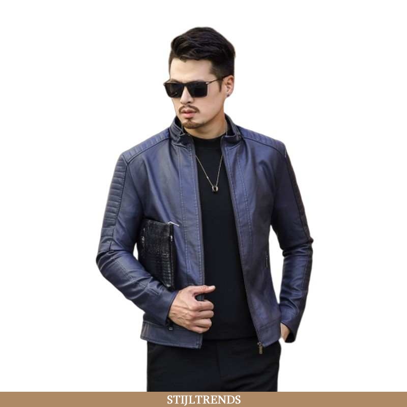 Leren Jas Heren Jack Leren Trendy Donkerblauw