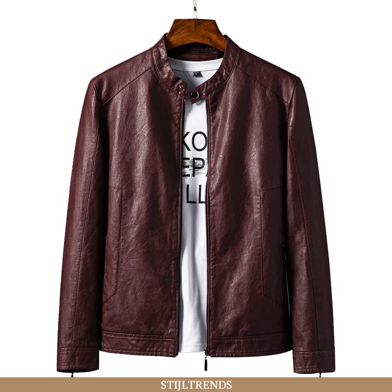 Leren Jas Heren Jas Leren Trendy Rood