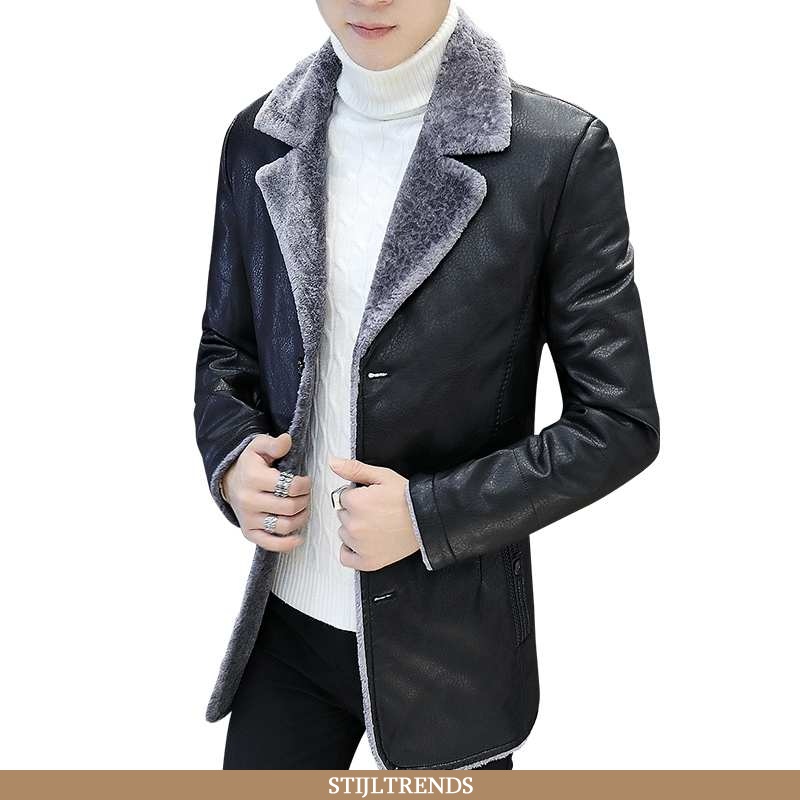 Leren Jas Heren Leren Slim Fit Zwart
