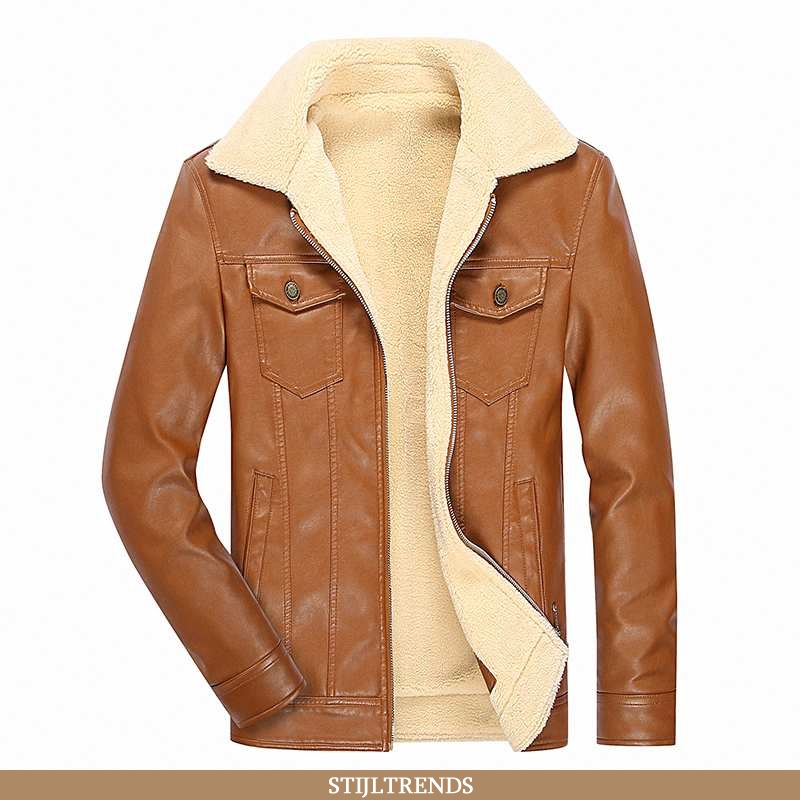 Leren Jas Heren Suede Biker Khaki