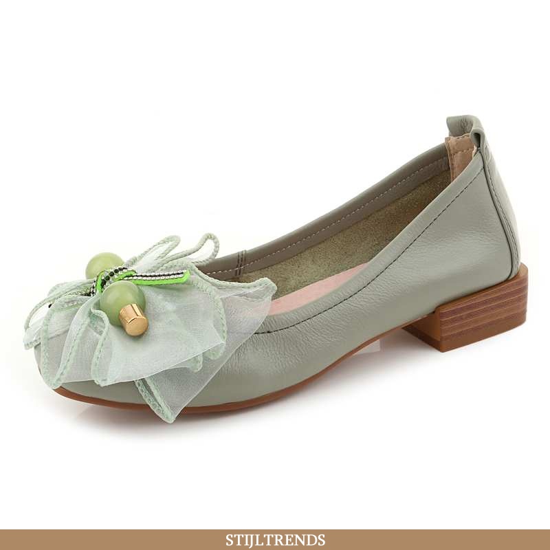 Mocassins Dames Bootschoenen Leren Platte Groen