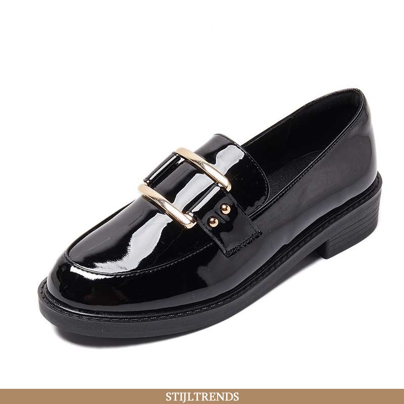 Mocassins Dames Leren Schoenen Lente Zwart