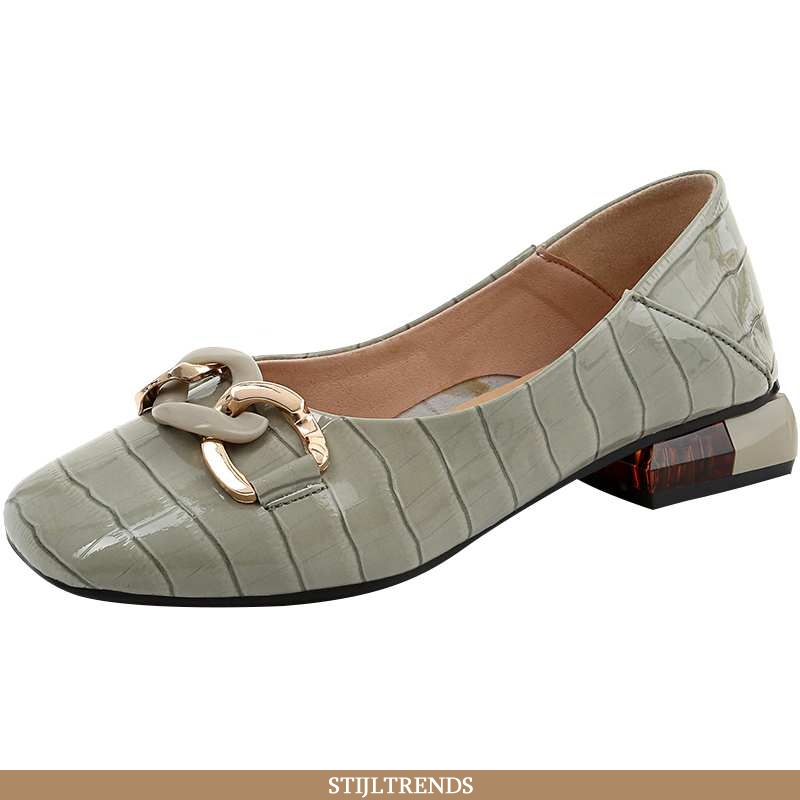 Mocassins Dames Pumps Leren Grote Maten Vierkante