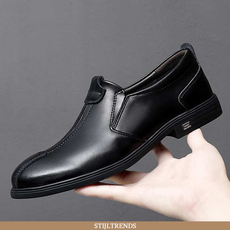 Mocassins Heren Leren Schoenen Leren Casual Zwart