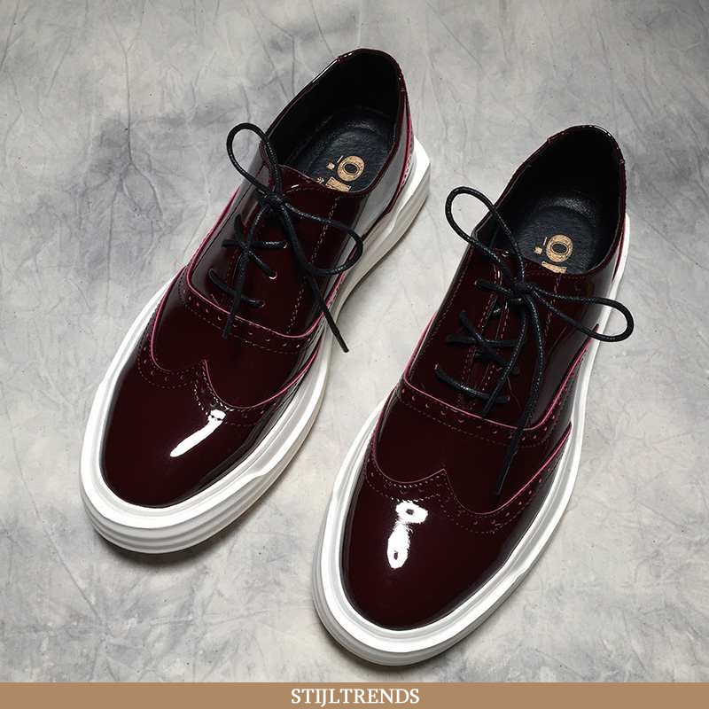 Mocassins Heren Mocassin Leren Herfst Rood