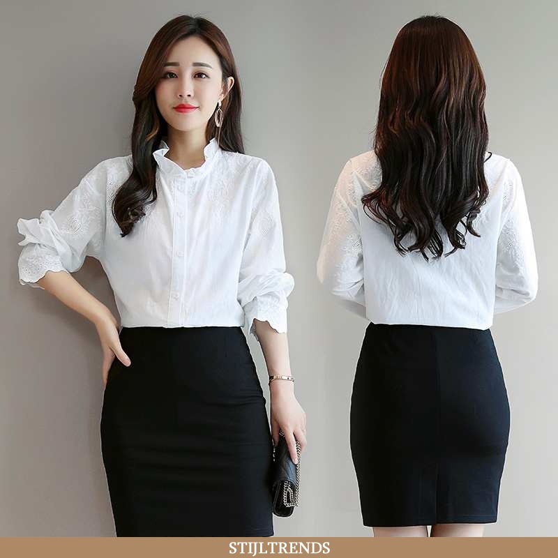 Overhemden Dames Blouse Overhemd Broderie Persoonlijk
