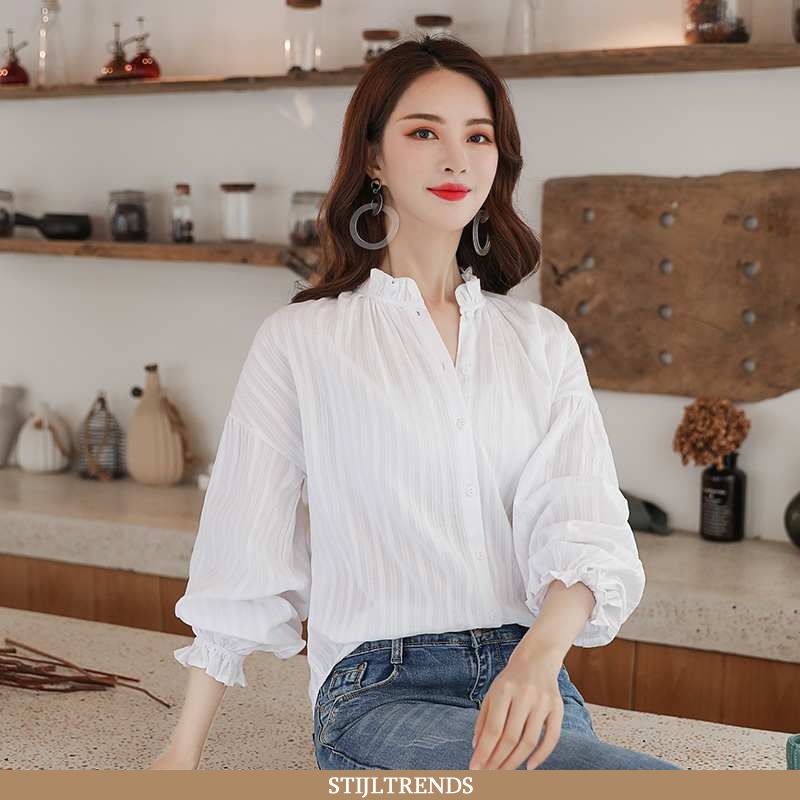 Overhemden Dames Blouse Overhemd Katoenen Lange Mouwen Elegante