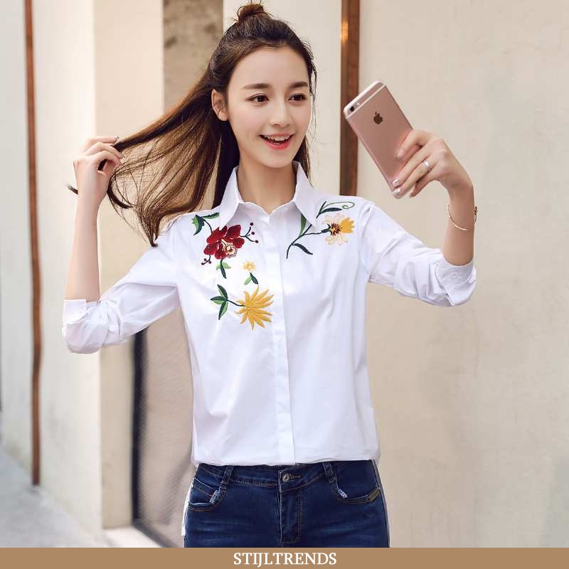 Overhemden Dames Blouse Overhemd Lange Mouwen Effen Kleur
