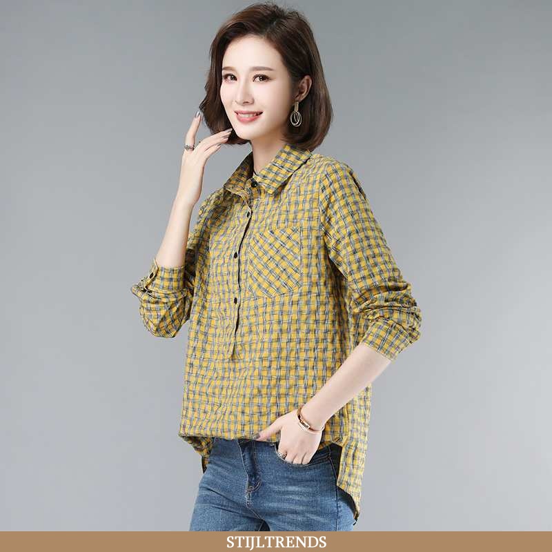 Overhemden Dames Blouse Overhemd Lange Mouwen Geel