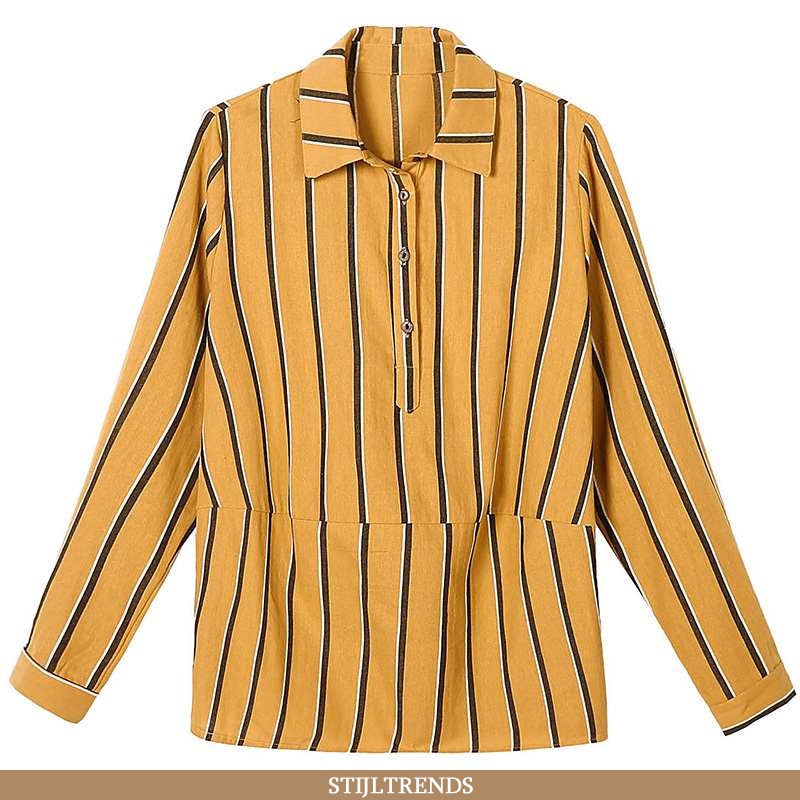 Overhemden Dames Blouse Overhemd Lange Mouwen Geel