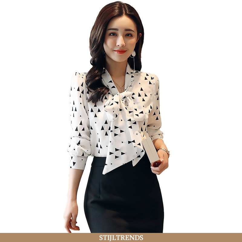 Overhemden Dames Blouse Overhemd Lente Vlinderdas