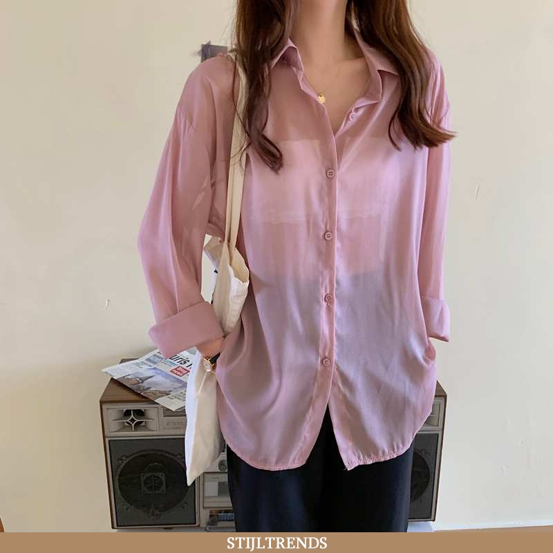 Overhemden Dames Blouse Overhemd Skinny Roze