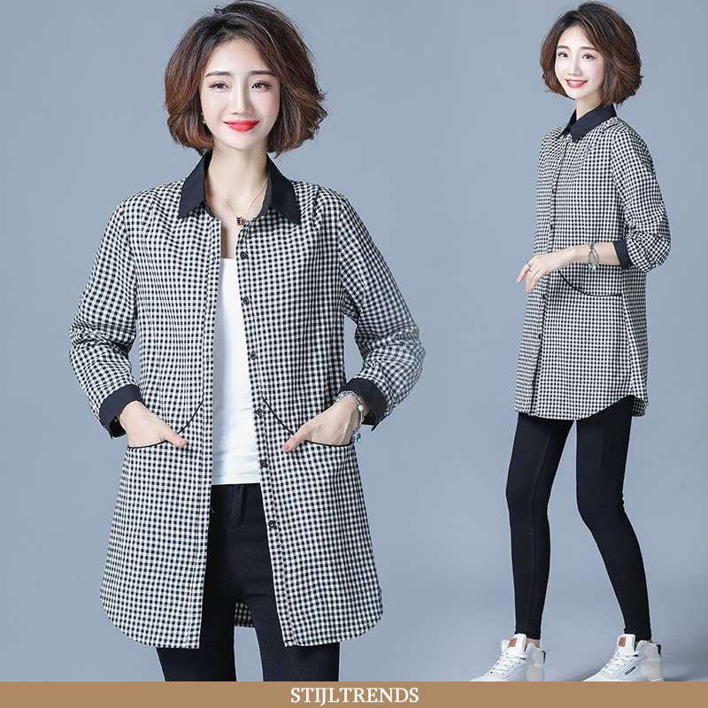 Overhemden Dames Blouse Overhemd Slim Fit Zwart