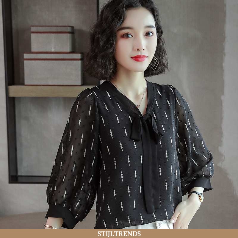 Overhemden Dames Blouse Overhemd Vintage Zwart