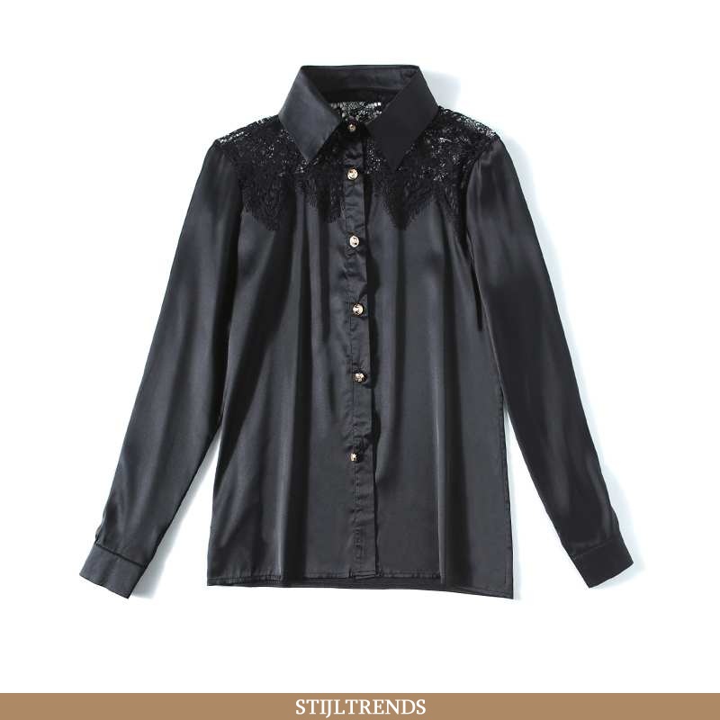 Overhemden Dames Blouse Overhemd Zijden Lange Mouwen Jasje