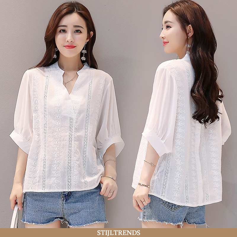 Overhemden Dames Blouse Overhemd Zomer Ronde Hals