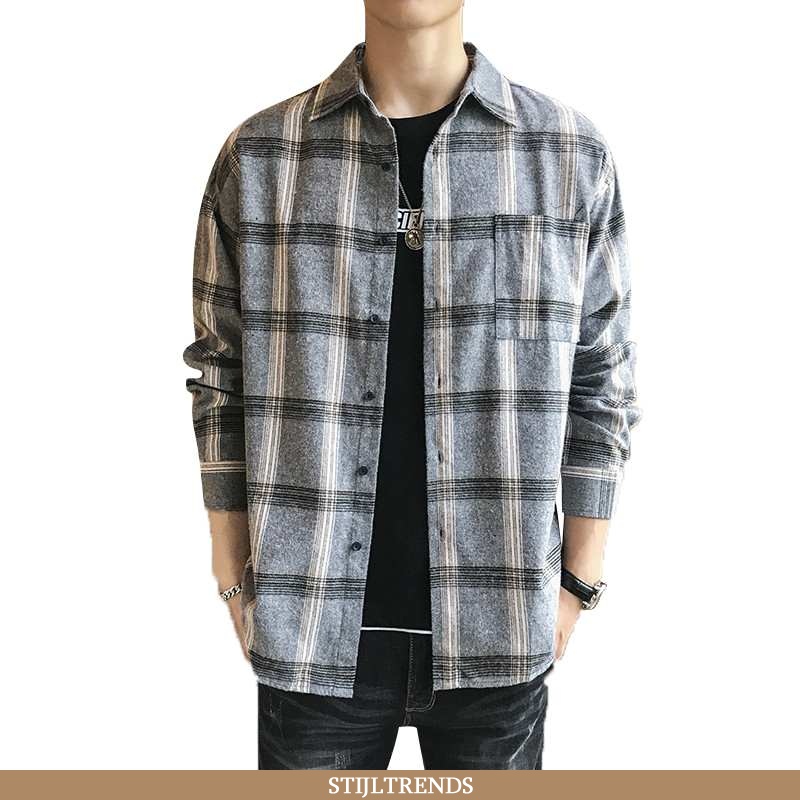 Overhemden Heren Blouse Overhemd Trendy Grijs